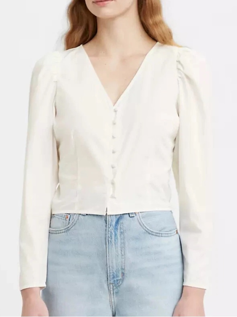 Levi’s Teagan Cotton Mutton Sleeve Blouse
